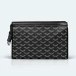 Goyard Conti Goyardine Pouch – Black Monogram Luxury Clutch Bag with PU Leather Trim 96133
