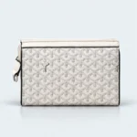 Goyard Conti Goyardine Pouch – White Monogram Luxury Clutch Bag with PU Leather Trim 96133