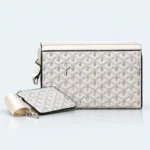 Goyard Conti Goyardine Pouch – White Monogram Luxury Clutch Bag with PU Leather Trim 96133 - Image 2