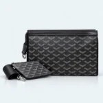 Goyard Conti Goyardine Pouch – Black Monogram Luxury Clutch Bag with PU Leather Trim 96133 - Image 2