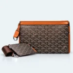 Goyard Conti Goyardine Pouch – Brown Monogram Luxury Clutch Bag with PU Leather Trim 96133 - Image 2