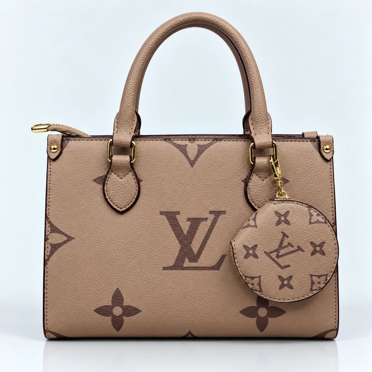 ChatGPT Image Sep 23, 2026, 07_53_22 PM Louis Vuitton OnTheGo PM 32617 Monogram Tote Bag – Coffee with Round Coin Purse - Image 1