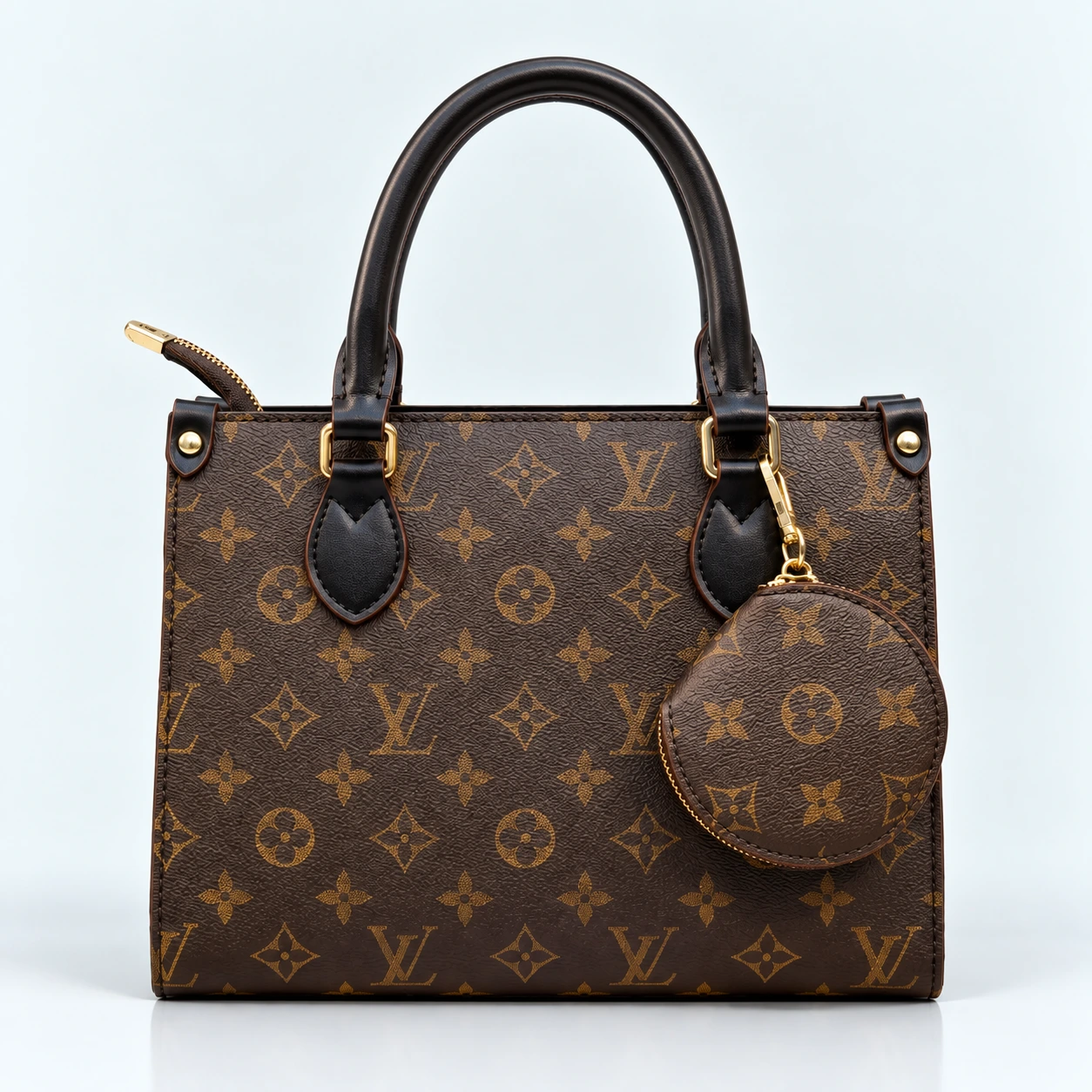 ChatGPT Image Sep 23, 2026, 07_53_35 PM Louis Vuitton OnTheGo PM 32617 Monogram Tote Bag – Brown with Round Coin Purse - Image 1